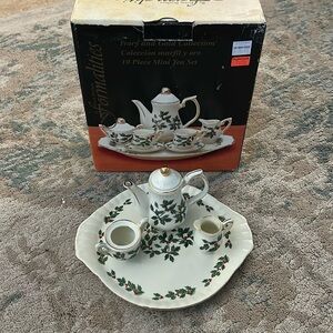 Mini Christmas partial Tea Set Baum Brothers formalities holly berries